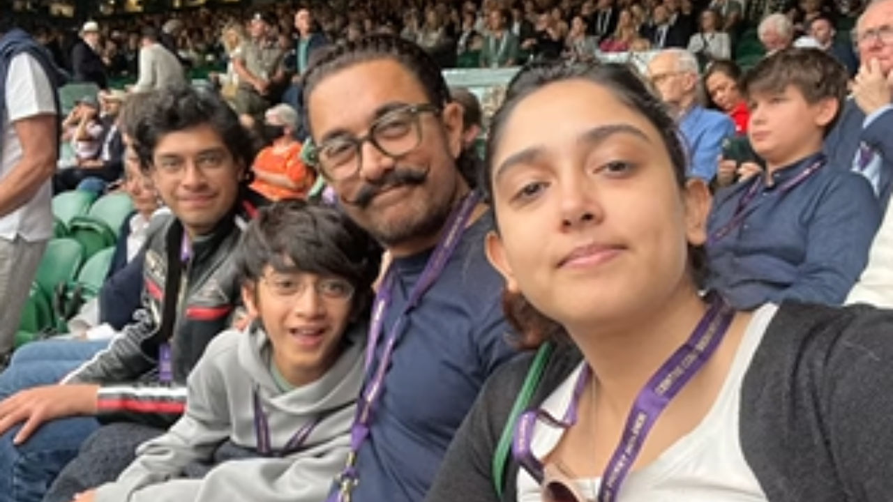 Aamir Khan Enjoys Wimbledon 2023 Final With Daughter Ira, Sons Junaid And Azad In London - PIC