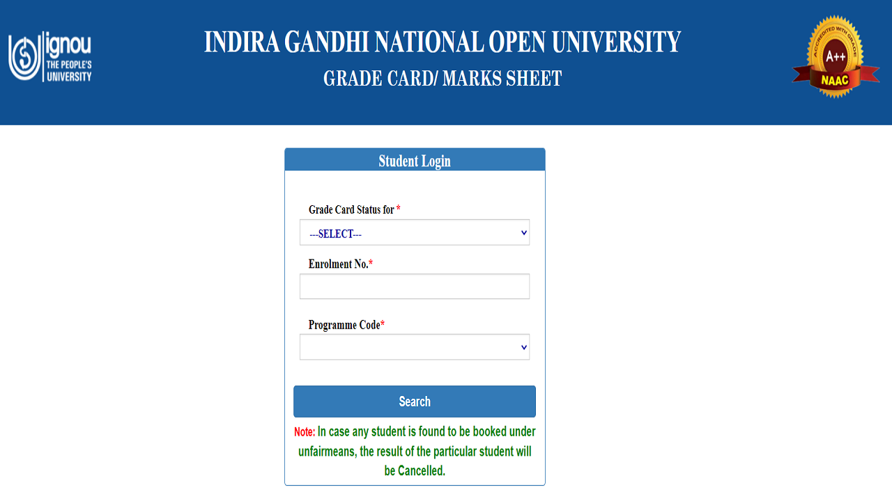 ignou assignment result 2023 grade card link