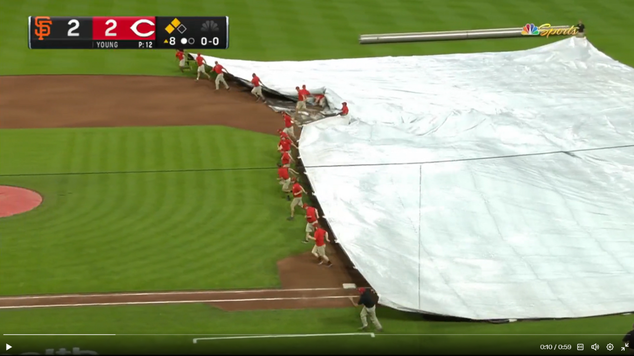 Viral Video Alert: Groundsman's Tarp Mishap Steals The Show At Reds vs Giants Game In Cincinnati | WATCH