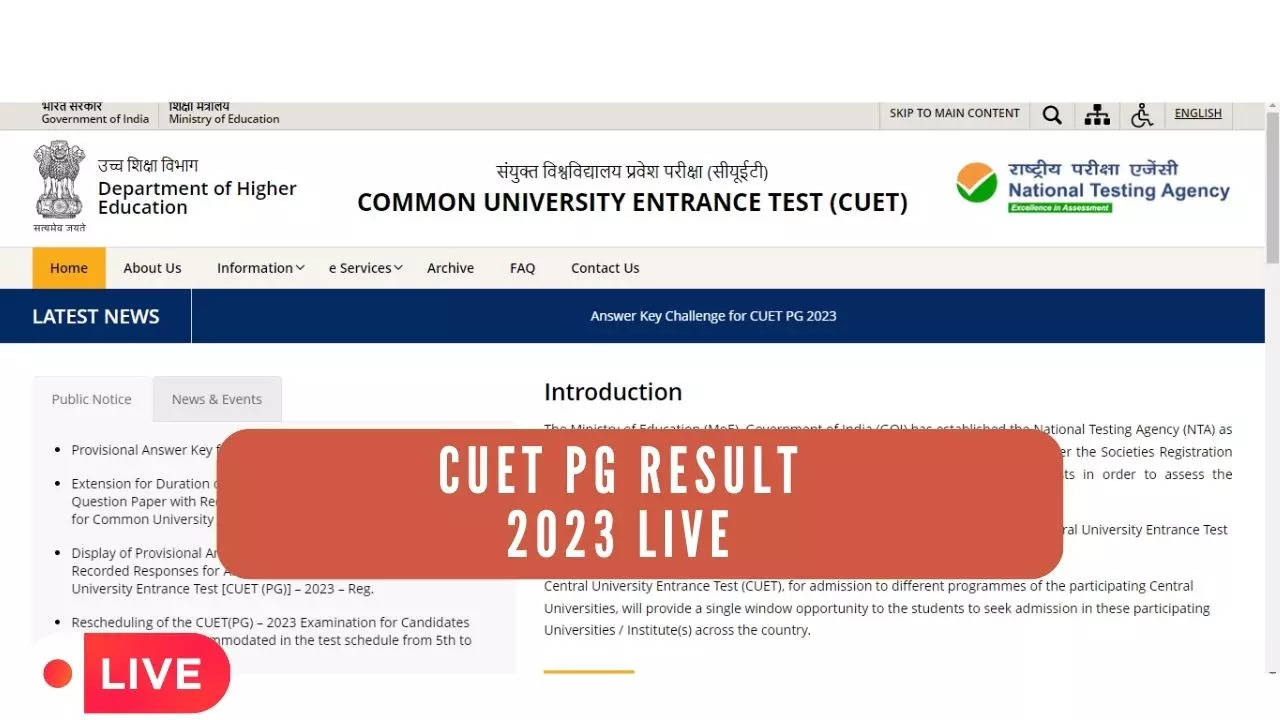 CUET PG Result 2023 Date Time Out LIVE NTA Releases CUET PG Result Today on cuetntanicin Direct Link