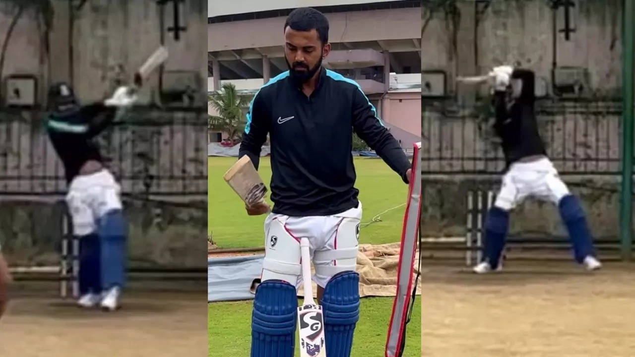 KL Rahul batting in nets.