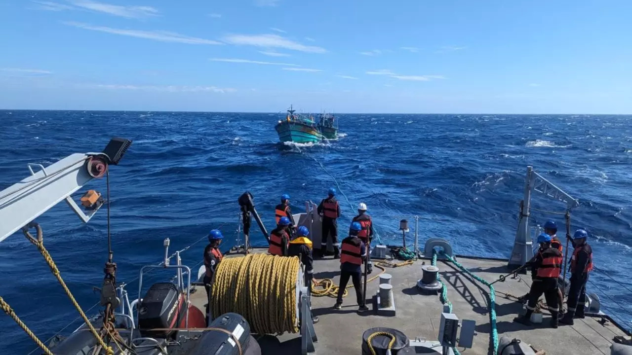 Indian Naval Ship rescues 36 Indian fishermen who were stranded 130 nautical miles from the Tamil Nadu coast.