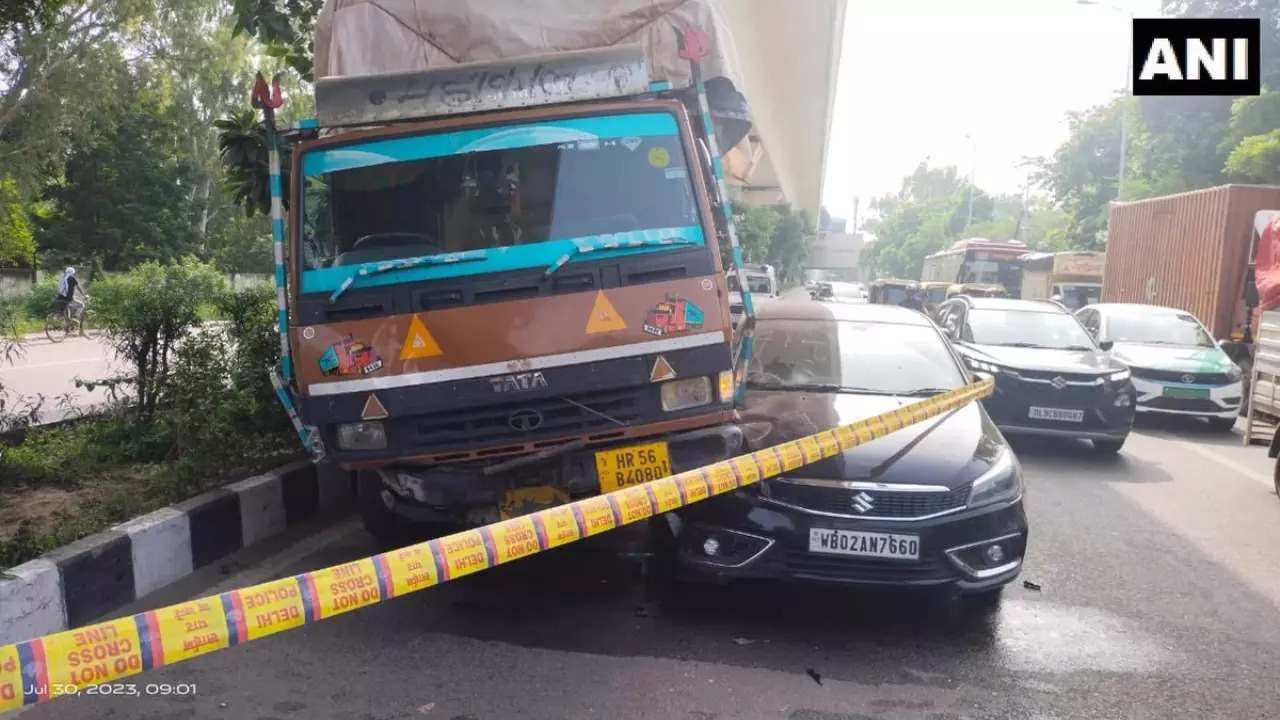 'The truck came from behind and rammed into the car. Singh, who was standing outside, was also hit,” DCP (West) Vichitra Veer