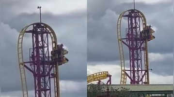 Rollercoaster Gets Stuck Mid Air Riders Left Hanging Upside Down In Viral Video Watch