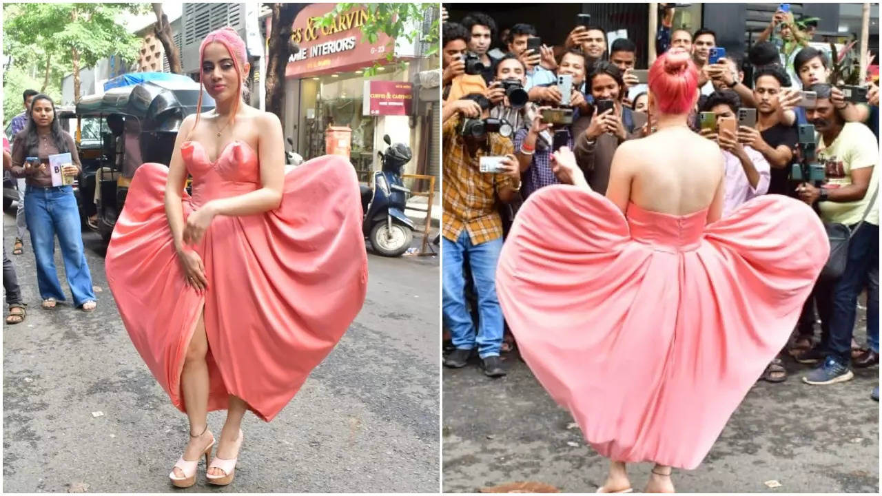 Urfi Javed goes bare body & sticks photos to make dress; netizens say 'ab  to hadd hee ho gayi' – India TV