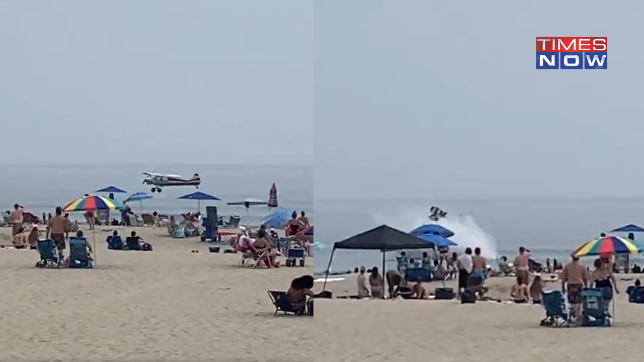 WATCH | Small Plane Crashes Into Sea at Hamptons Beach in US, Pilot Rescued