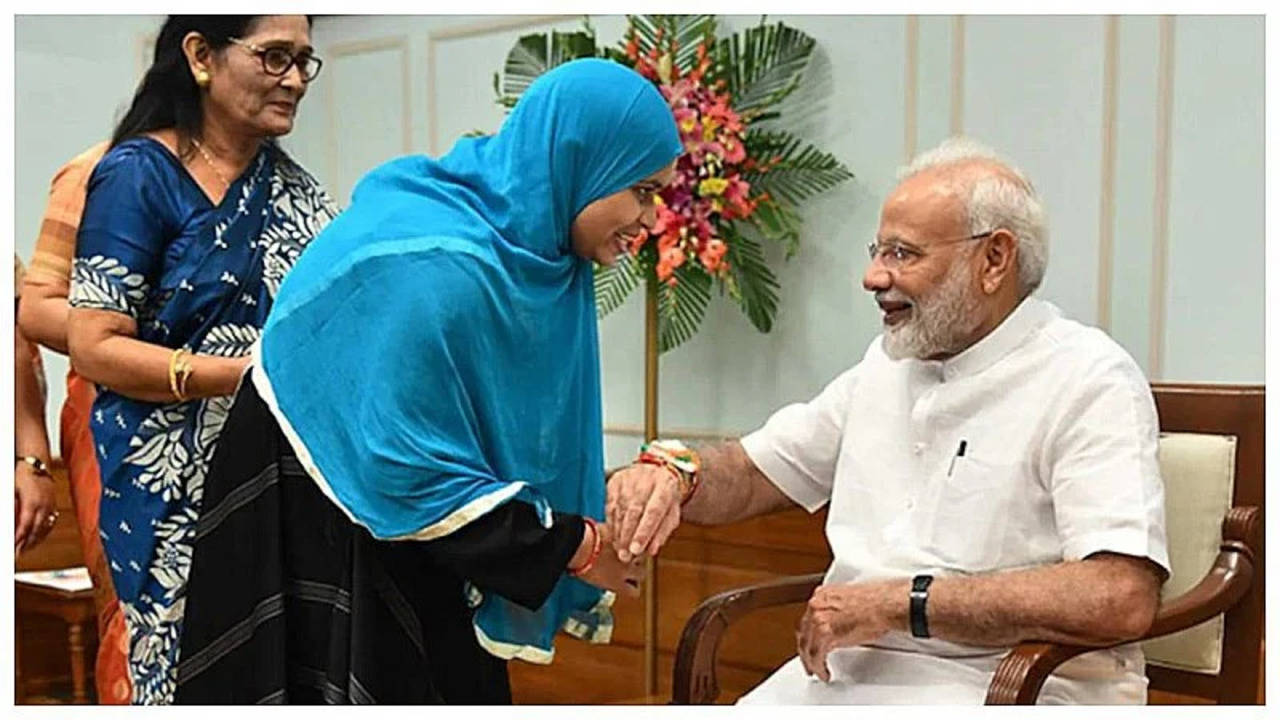 Ishrat Jahan, one of the key petitioners in the triple talaq case, tied a rakhi to PM Modi in 2019