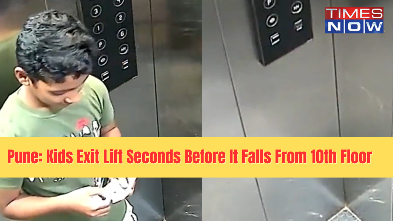 Narrow Escape in Pune: Children Come Out of Lift Seconds Before It Falls From 10th Floor, Video Goes Viral