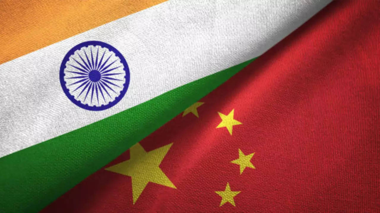 India China Flags