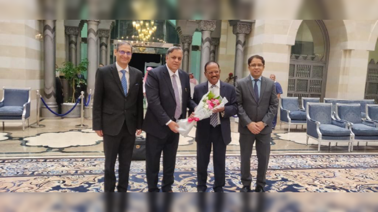 Doval (second from right) with Indian officials in Jeddah, Saudi Arabia.