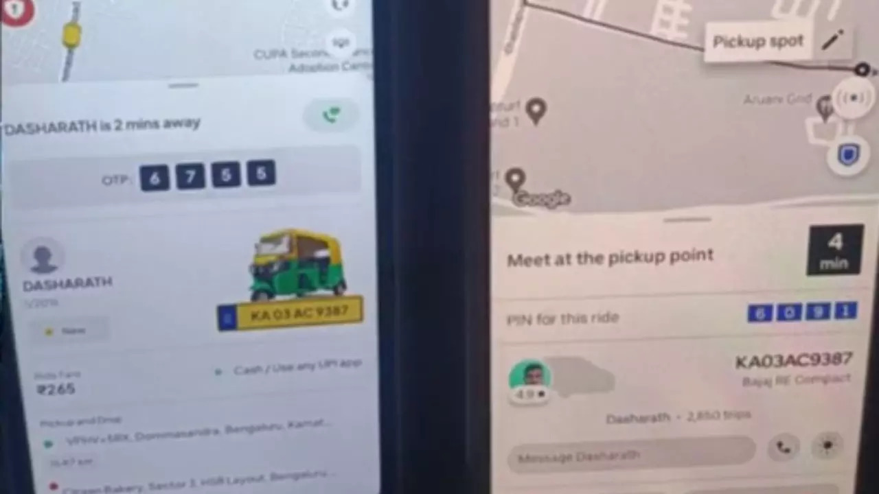 A twitter user recently posted screenshots of two different ride-hailing apps on two different phones, in which a Bengaluru auto driver accepted two different rides at the same time for different locations.