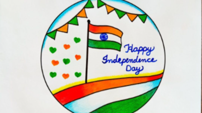 Independence day hand draw greeting card Vector Image