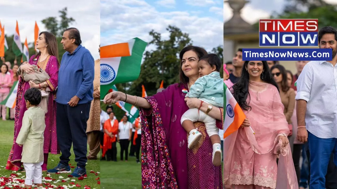 Mukesh Ambani, Nita Ambani Celebrate Independence Day 2023 with Grandchildren Prithvi, Veda