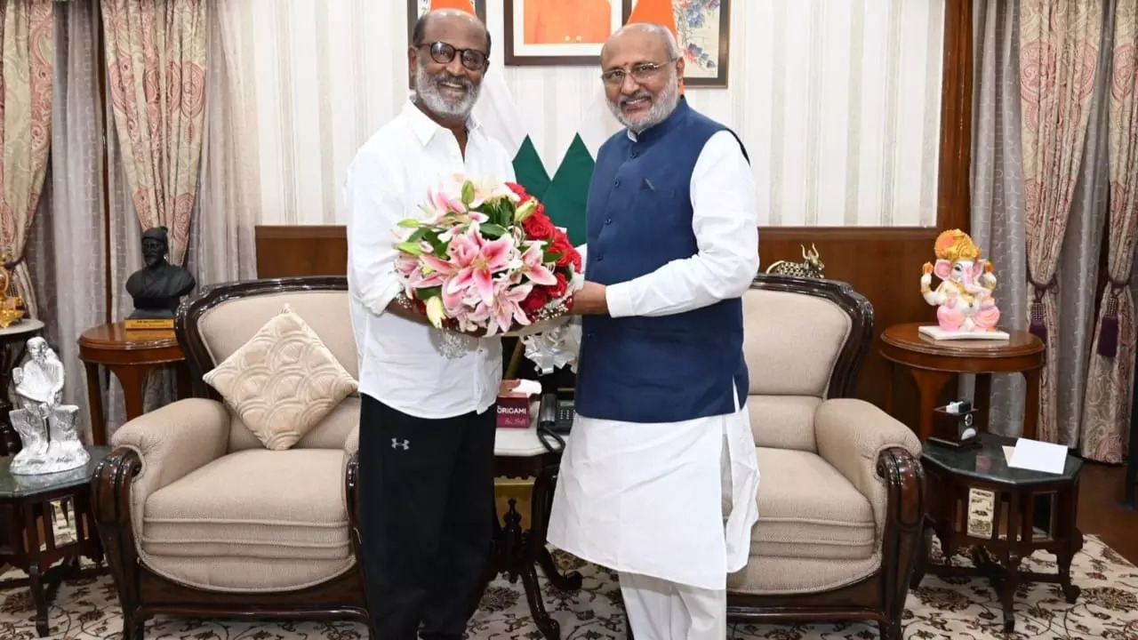 Jharkhand Governor Welcomes Rajinikanth To Ranchi