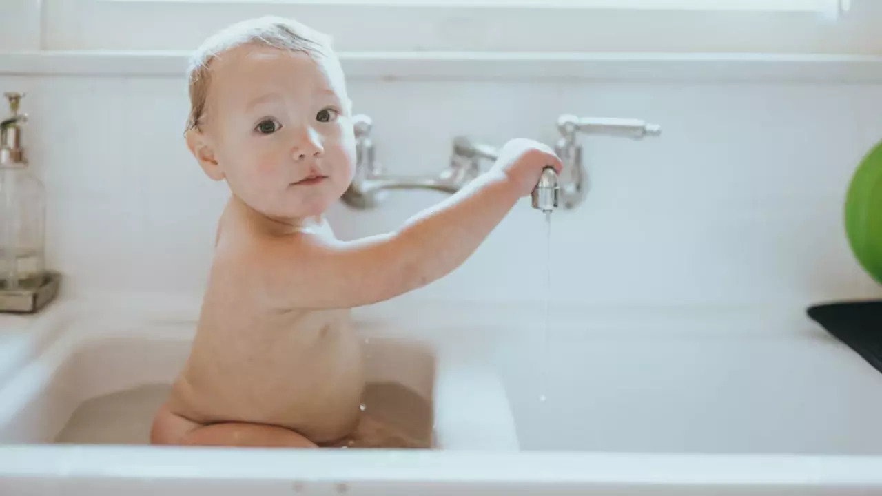 Bathing a baby safely