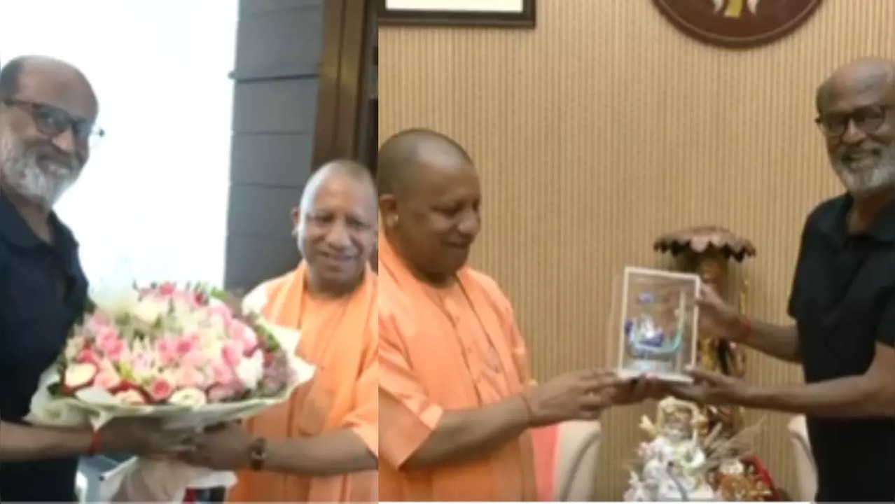 Rajinikanth Touches UP CM Yogi Adityanath's Feet At His Lucknow Residence, Says 'Will Watch Jailer With Him' (Image Credits: Twitter)