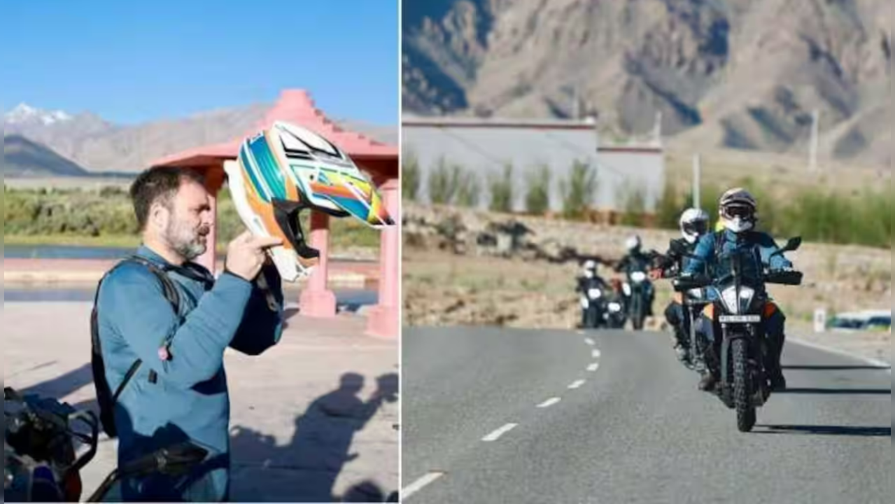 Rahul Gandhi riding a KTM 390 Adventure