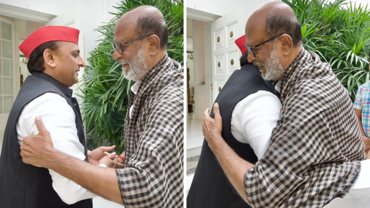 Rajinikanth Hugs SP Chief Akhilesh Yadav As They Reunite After 9 Years