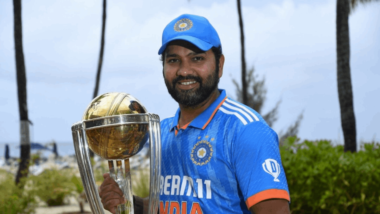 Rohit Sharma WC Trophy ICC