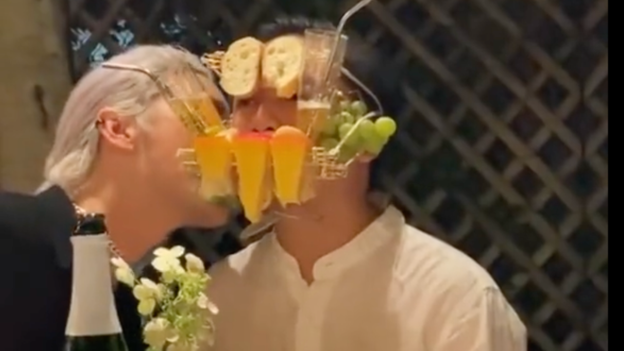 Viral Video: Diners Eat from Cheese Board Attached to Man's Face