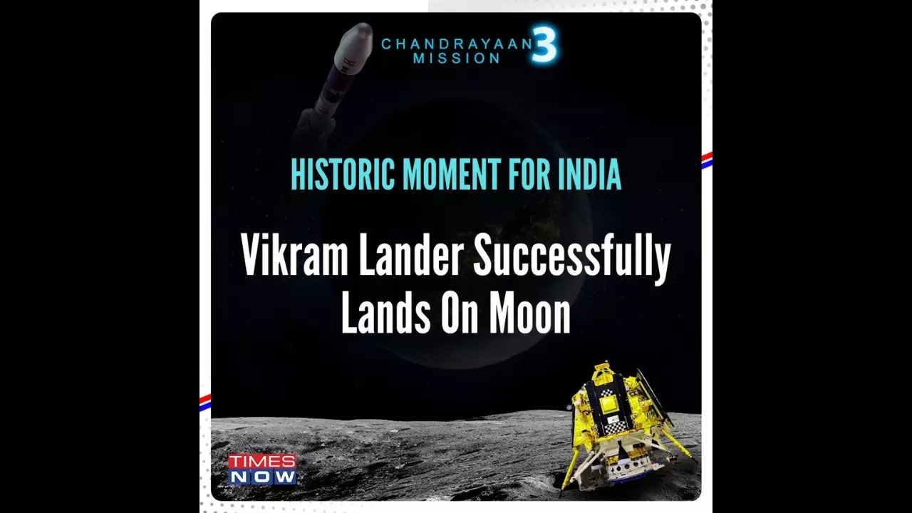 ISRO's Chandrayaan-3 successfully made soft landing on the Moon, making Vikram Lander the first spacecraft to touchdown on the lunar south pole. | TNN