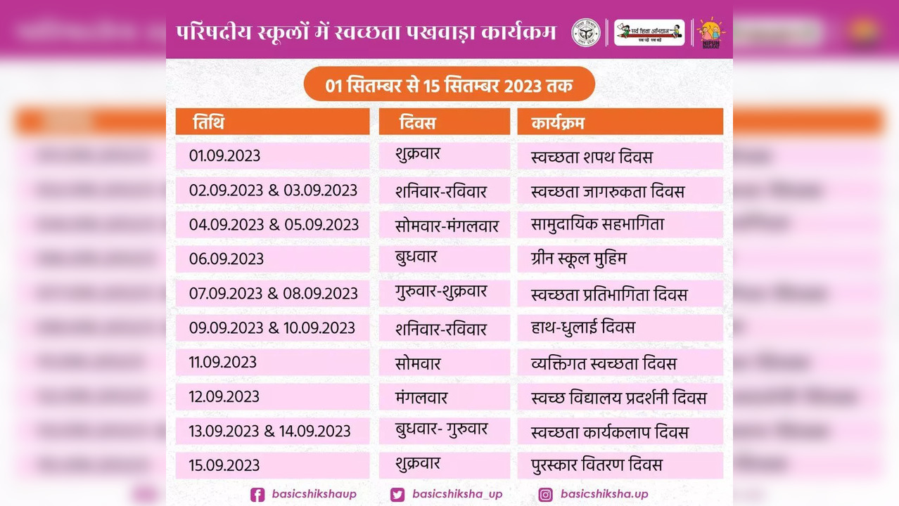 UP School Cleanliness Drive Schedule