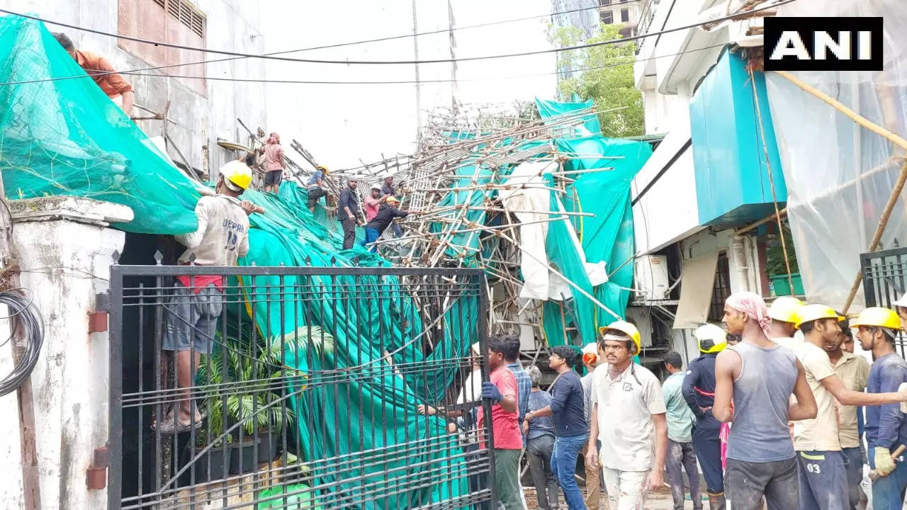 Scaffolding On Under-Construction Building Collapsed