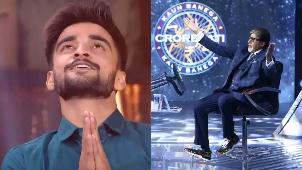 Amitabh Bachchan gets teary eyed as Abhishek Bachchan surprises him on KBC  14's set. Watch video | Television News - The Indian Express