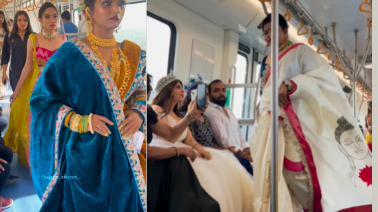 Viral video:  In the clip, a woman can be seen wearing a beautiful white gown spinning around inside the metro. As the video continues, more women and children wearing fancy attire join her.