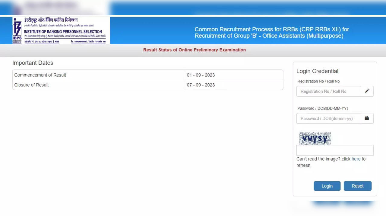 IBPS RRB Clerk Prelims Result 2023 Released at ibps.in