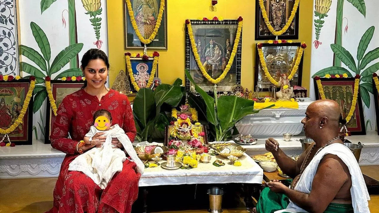 Upasana Konidela's first Varalakshmi Vratha with daughter