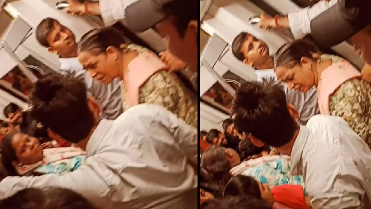 Delhi metro viral video: The elderly woman said: I’ve been watching for the past hour… what she’s doing. She either touches his cheeks, tickles him, and whatnot.