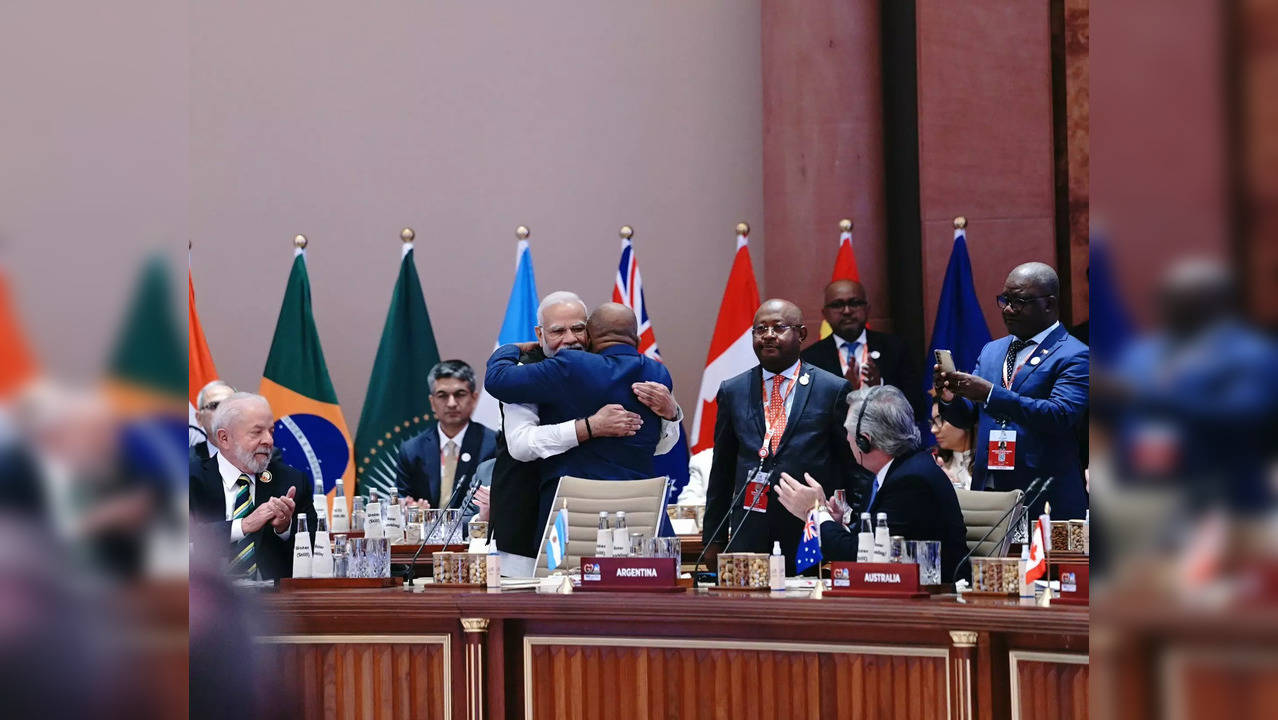 President of the Union of Comoros and Chairperson of the African Union (AU), Azali Assoumani takes his seat as the Union becomes a permanent member of the G20.