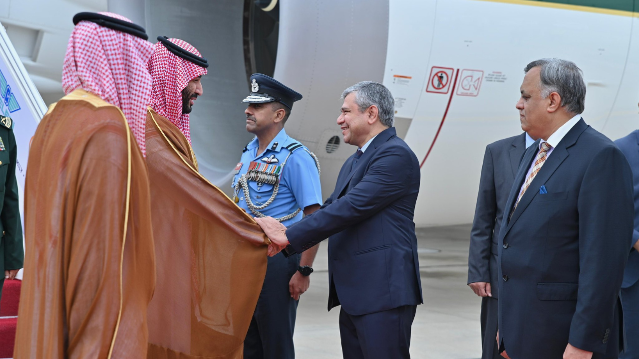 Saudi Crown Prince Mohammed bin Salman bin Abdulaziz Al Saud arrived in New Delhi on Saturday