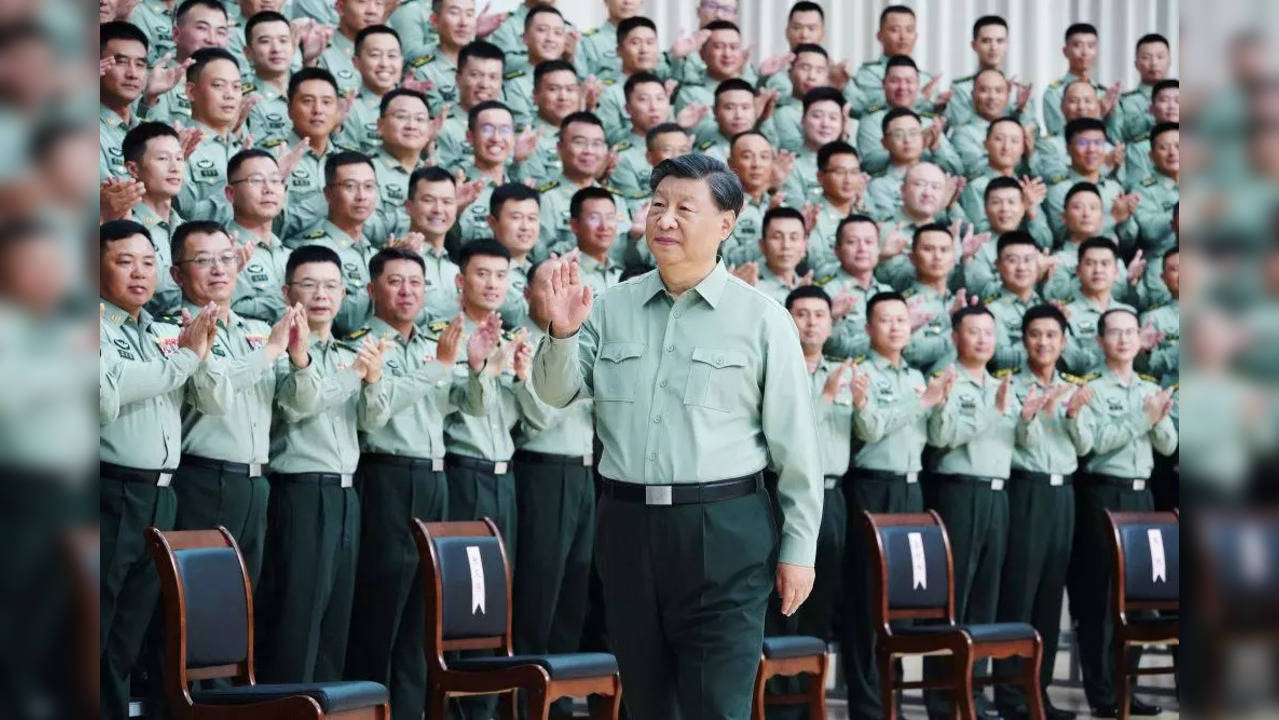 Chinese President Xi Jinping, also general secretary of the Communist Party of China Central Committee and chairman of the Central Military Commission, meets with representatives of the 78th Group Army during an inspection of the group army, Sept. 8, 2023. (Xinhua/Li Gang