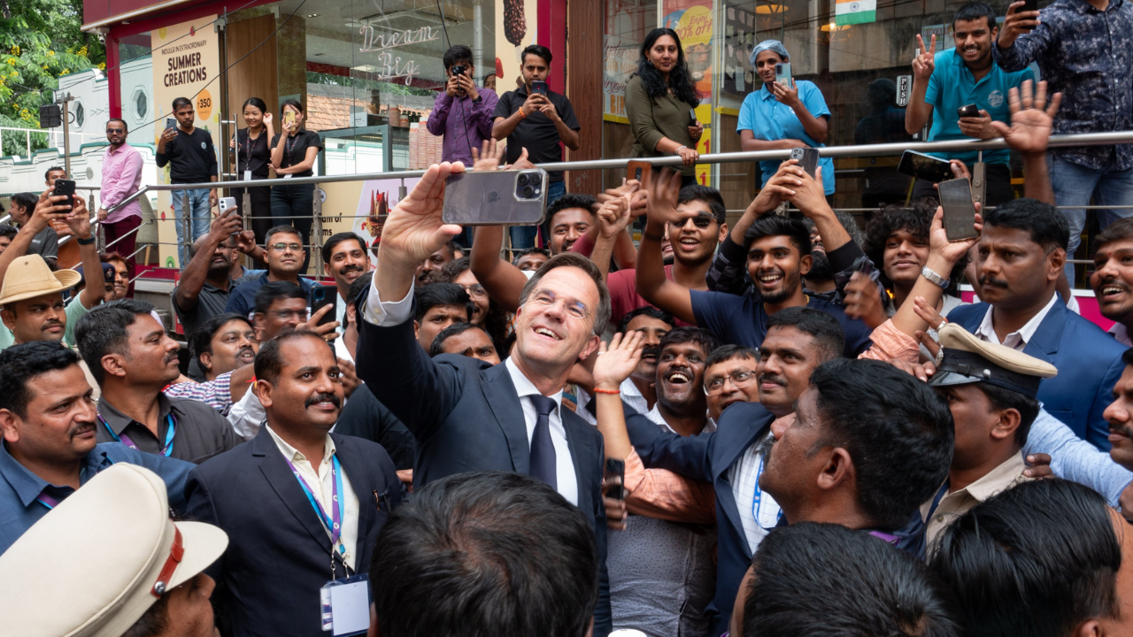 Netherlands PM Rutte Cycles, Clicks Selfies With Locals In Bengaluru's Church Street