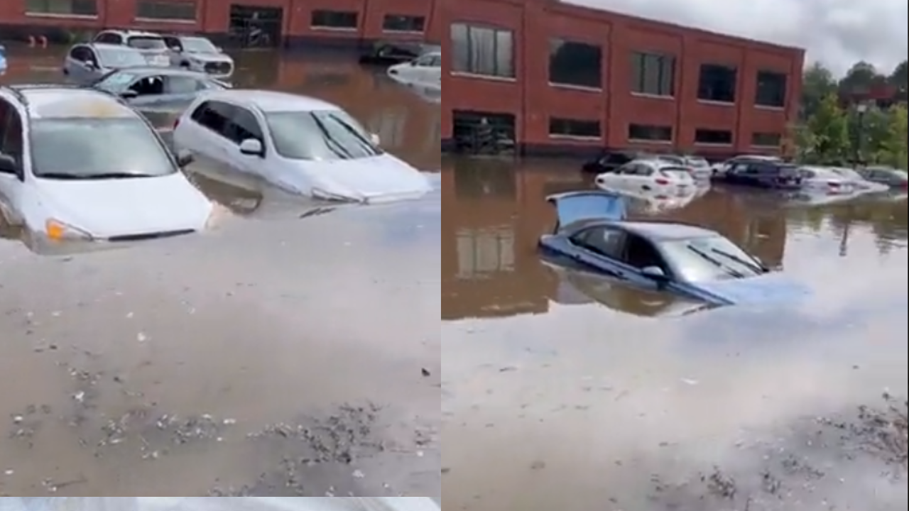 heavy rainfall triggers flash flooding in central massachusetts in us, vehicles washed away | videos