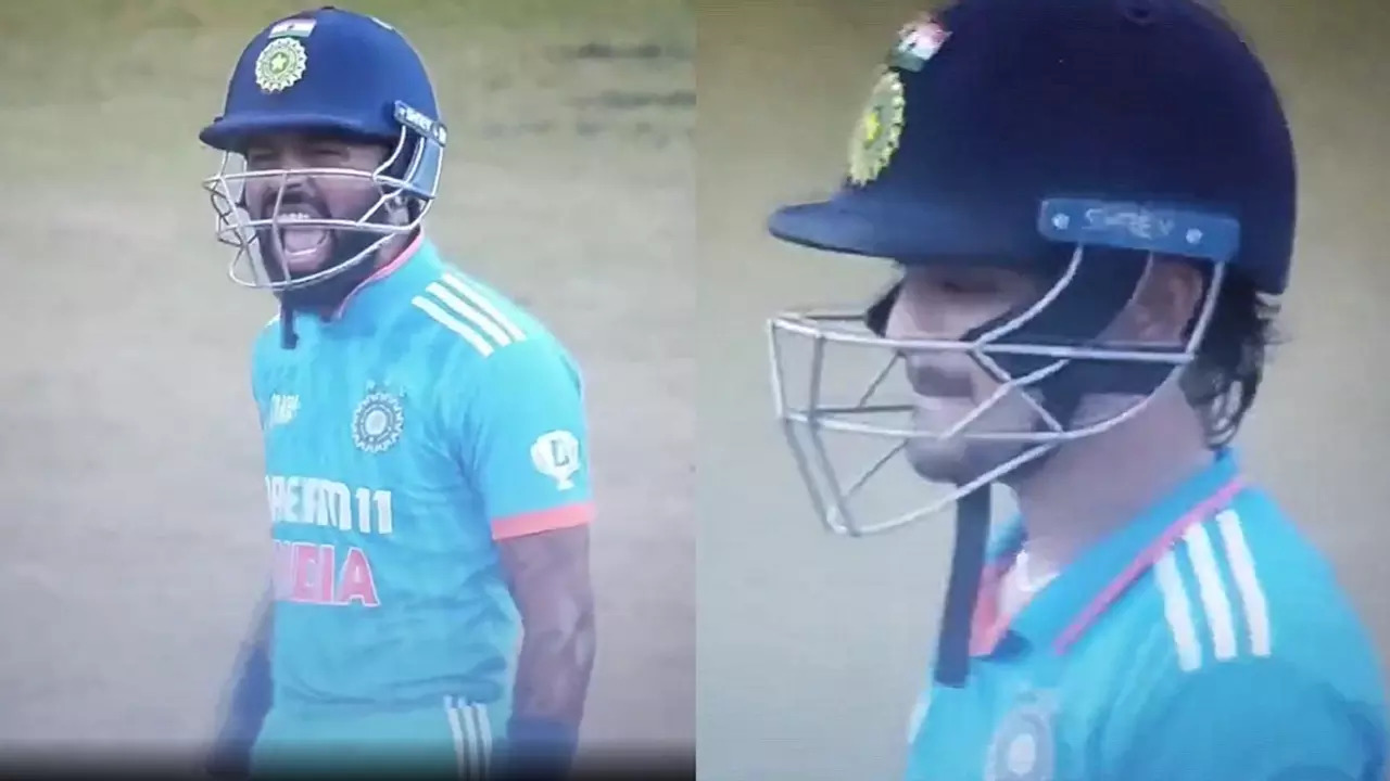 Hardik Pandya gets angry at Ishan Kishan after he throws his wicket.