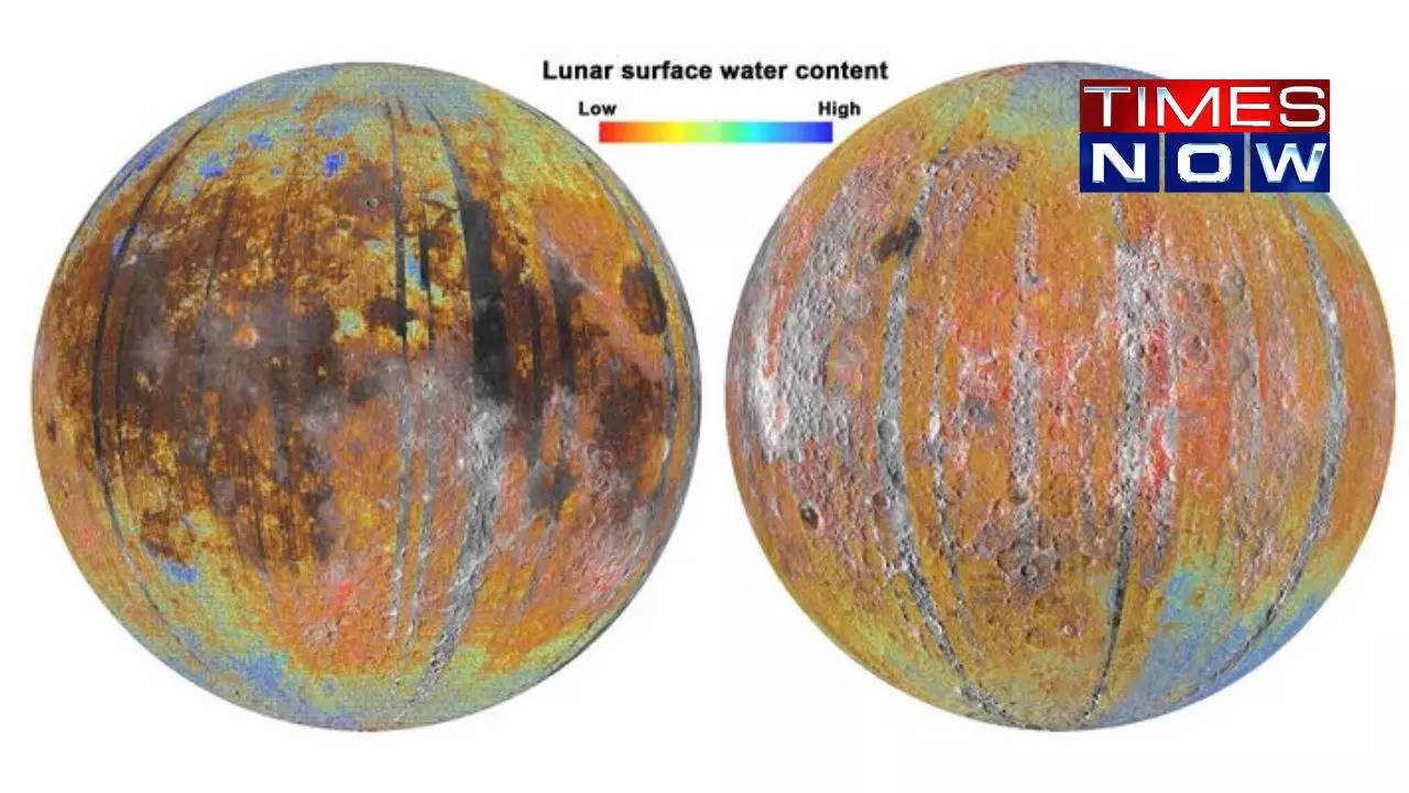 Water content map on the surface of the Moon. | Credit: Li, et al., 2023