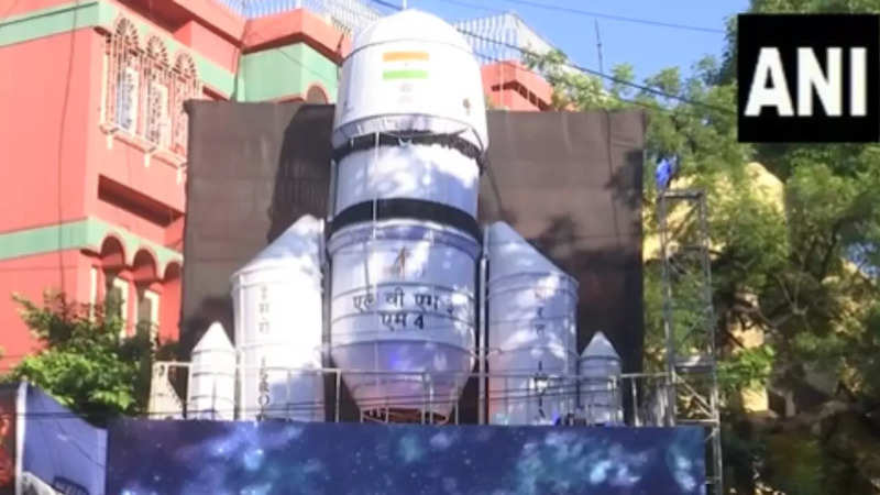 A pandal based on the theme of ISRO's Chandrayaan-3 Moon mission
