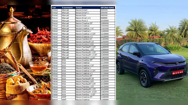 Tata Nexon Facelift's variant list with prices (New Delhi)