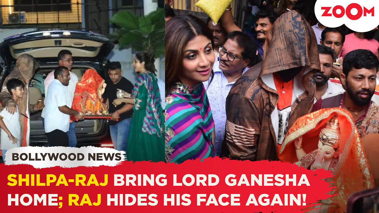 Shilpa Shetty And Raj Kundra Bring Ganpati Bappa Home, Latter Hides His ...