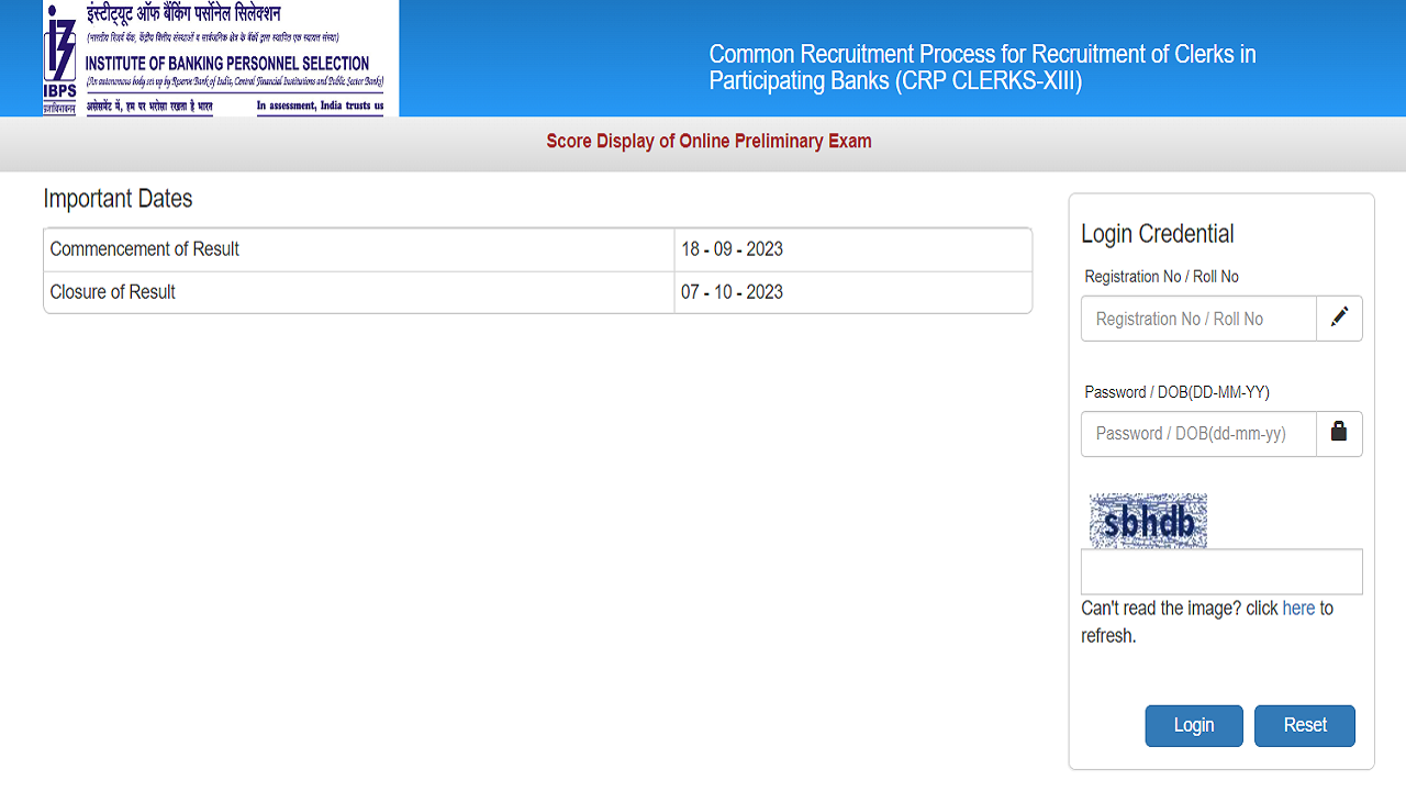 IBPS Clerk Score Card 2023 Prelims Link Available on ibps.in, Download Here