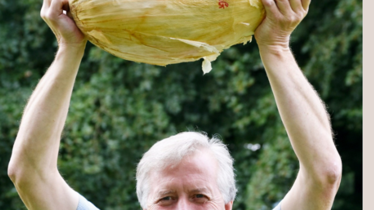 Gareth Griffin holding the huge onion.