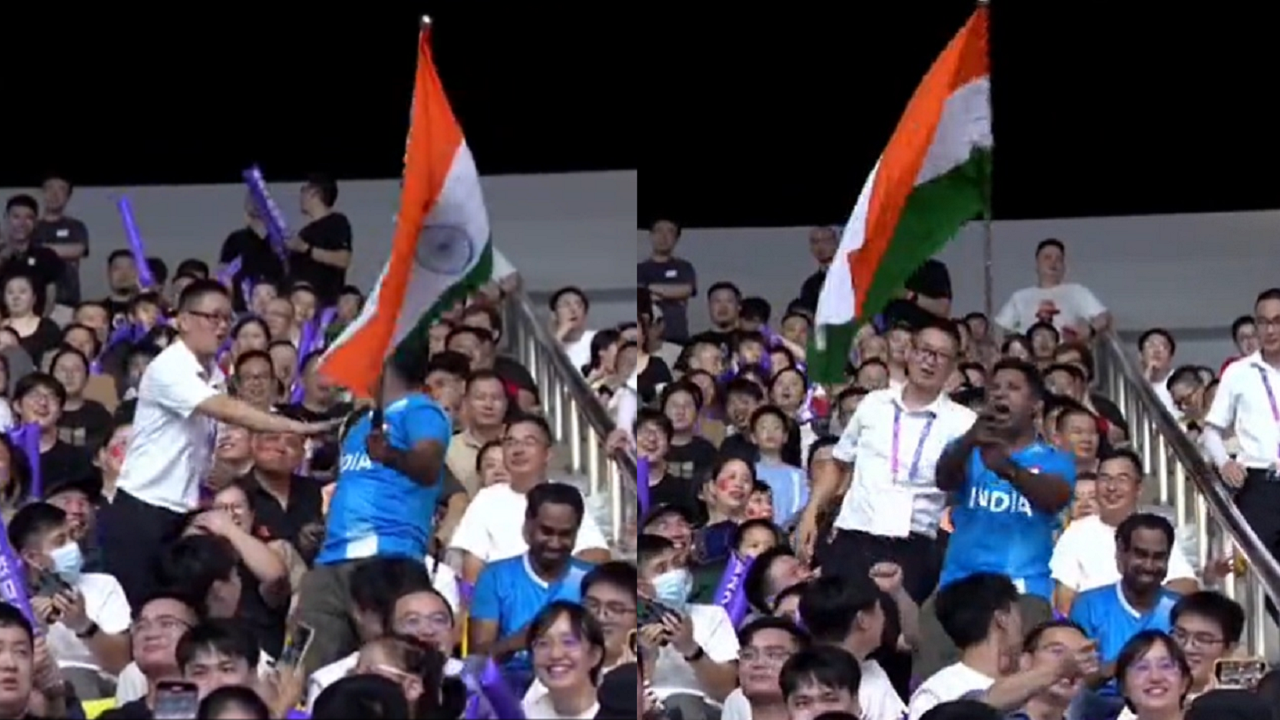 Video of fan celebrating India's goal against China during Asian Games 2023 football match asked to sit down goes viral