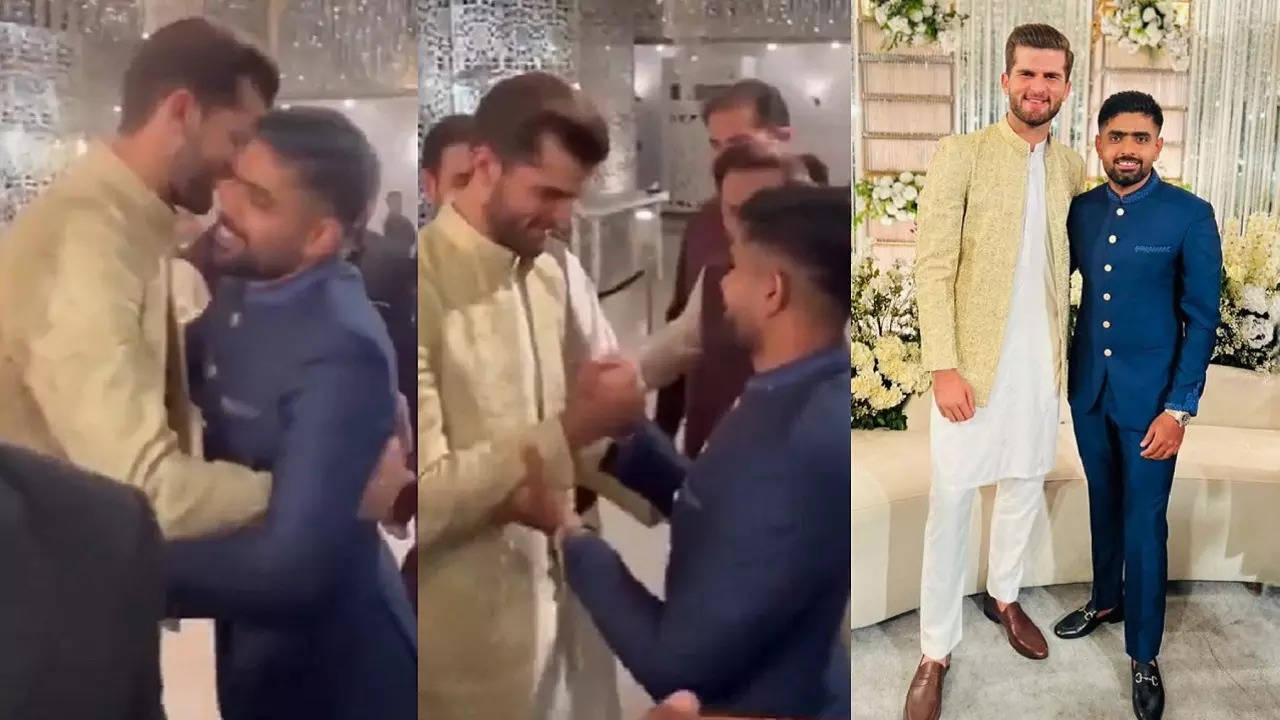 Amid Reports Of Rift Video Of Babar Azam Hugging Shaheen Afridi At His Wedding With Shahid Afridi's Daughter Goes Viral