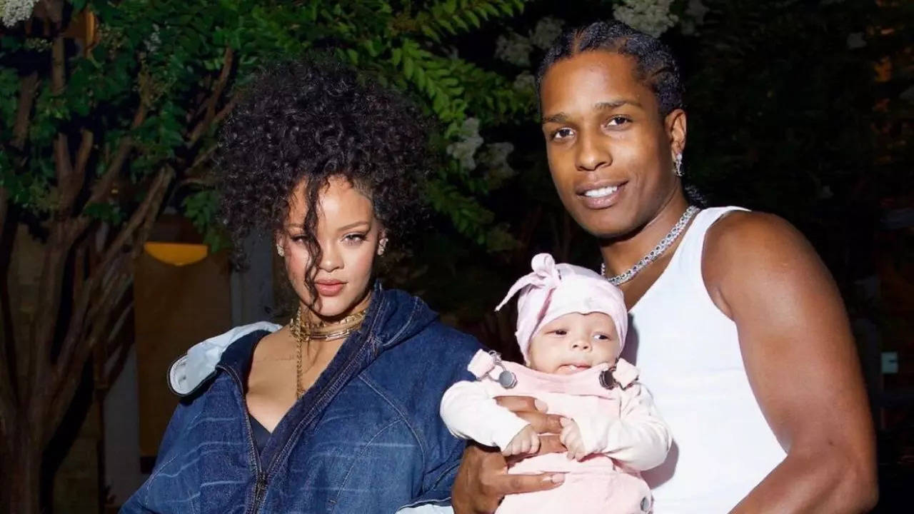 Rihanna, A$AP Rocky pose with their boys