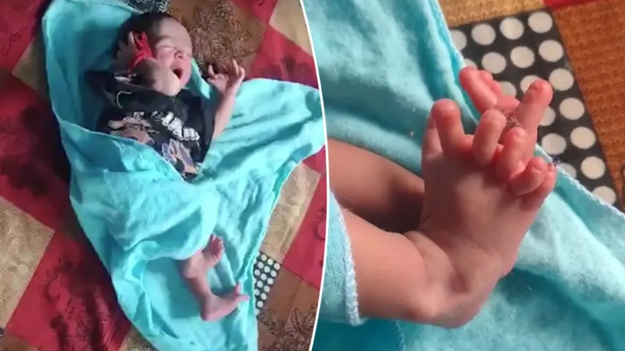 A baby was born with 26 fingers and toes on September 16, 2023. (Image credit: Newsflash)