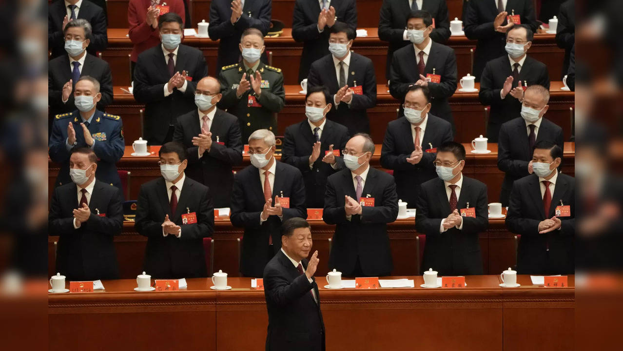 Chinese President Xi Jinping arrives for the opening ceremony of the 20th National Congress of China's ruling Communist Party held at the Great Hall of the People in Beijing, China, Sunday, Oct. 16, 2022.