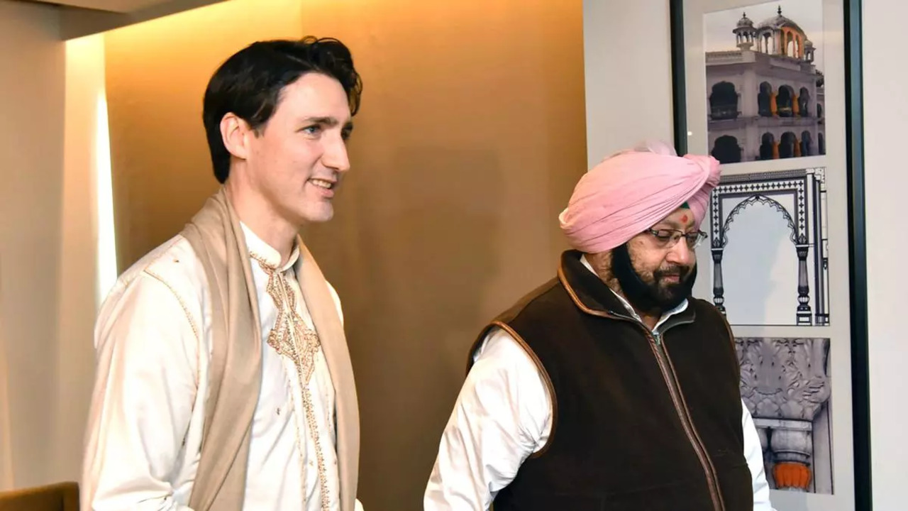 Canadian Prime Minister Justin Trudeau meeting with former Punjab Chief Minister Capt. Amarinder Singh.